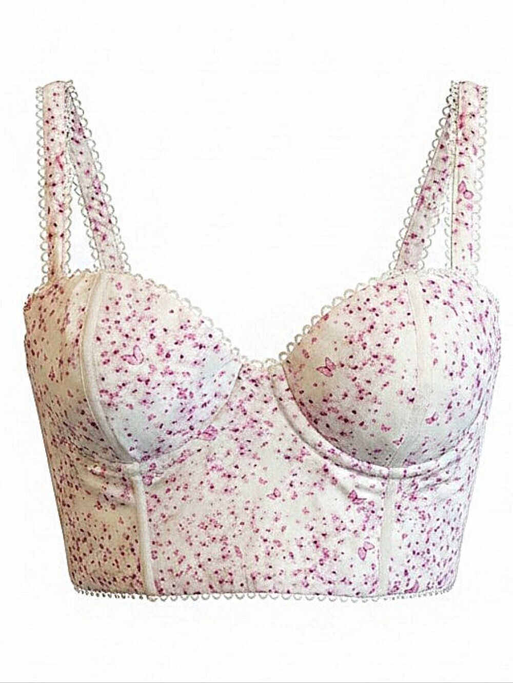 NWT! White Fox Longline Bustier Top in White with Pink Floral Print